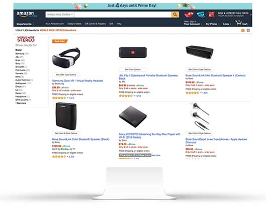 amazon.comのトップページ アマゾンは直販のほか、企業が出店・出品できるプラットフォームビジネスも手がける