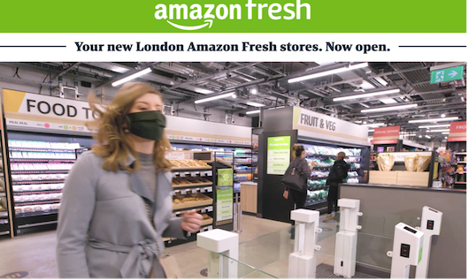 Amazonがロンドンにオープンした食料品店のようす