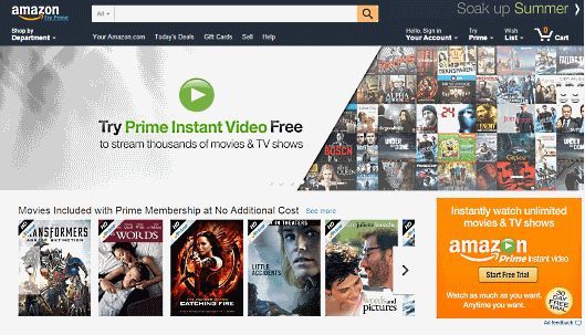 「Amazon.com」のトップページ