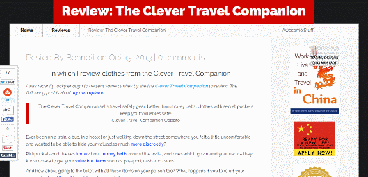 シークレットスペースのポケットを付けた下着などを販売する「Clever travel companion」はブロガーなどとの連携を進めた
