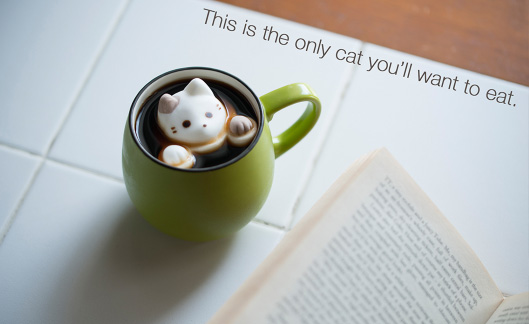コーヒーに浮かぶ猫