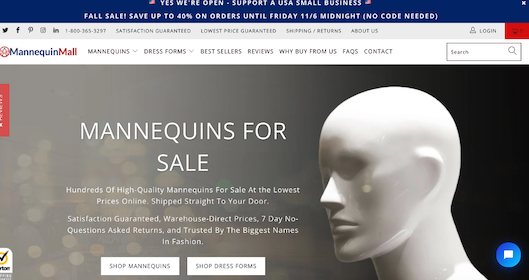 「Mannequin Mall」のECサイトトップページ