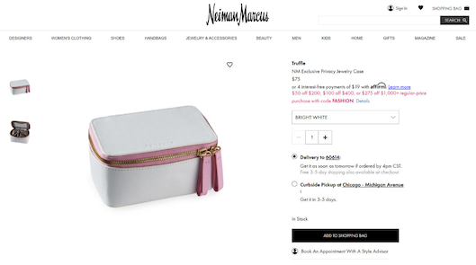 「Neiman Marcus」は商品ページ内で限定商品をアピール