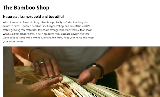 IKEAのサイト上で紹介されている竹製品ページ