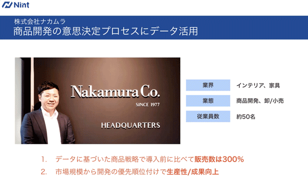 株式会社ナカムラの事例　商品開発の意思決定プロセスにデータ活用