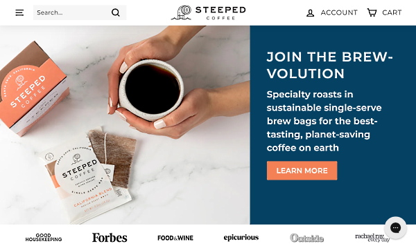Steeped, Inc.が販売するコーヒーバッグ「Steeped Coffee」（画像はSteeped, Inc.からの公式通販サイトから編集部がキャプチャ）