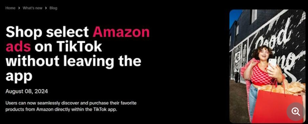 「TikTok」とAmazonが連携（画像は「TikTok」のニュースリリースから編集部がキャプチャ）