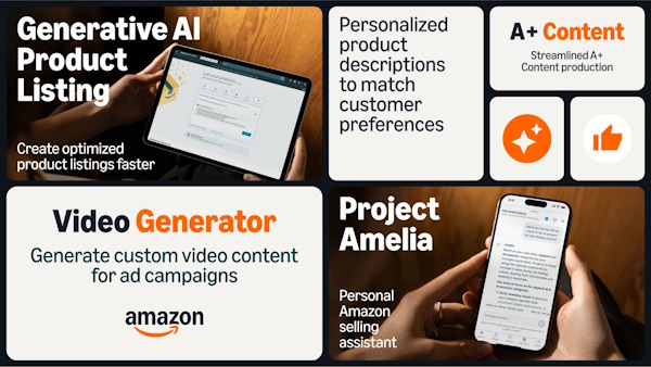 Amazonが提供するAIツールの1つ「Project Amelia」（右下。画像はAmazonのニュースリリースから編集部がキャプチャ）