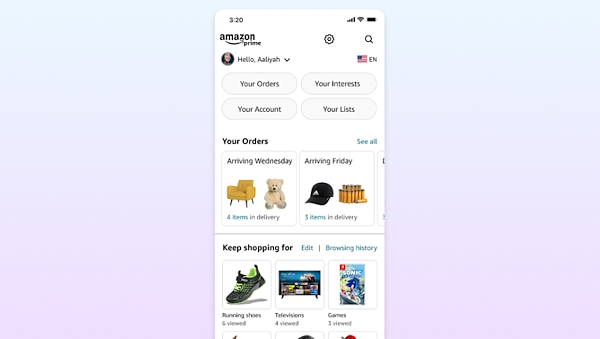 「Amazon Interests」を利用できる顧客のマイページのイメージ（画像はAmazonのコーポレートサイトから編集部が追加）
