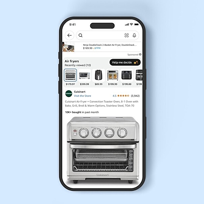 ユーザーが複数の類似商品を閲覧した後、「Help Me Decide」を利用するためのボタンがページの上部に表示される（画像提供：Amazonの公式ブログ「About Amazon」）