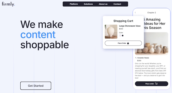 Firmlyは導入企業のサイト内でのネイティブなチェックアウトを可能にする「Firmly.ai」を提供している（画像はFirmlyのコーポレートサイトから追加）