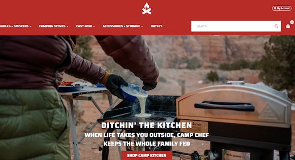 Revelystが展開するECサイト「Camp Chef」（画像は編集部が追加）