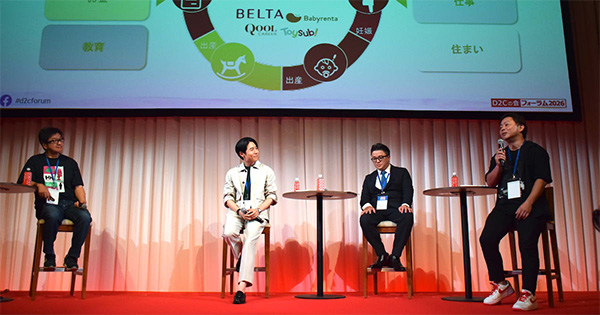 office K 田岡社長（左）、ユーグレナ ふぁな氏（中央左）、ジェイフロンティア 中村篤弘社長（中央右）、ベルタ 武川克己社長（右）