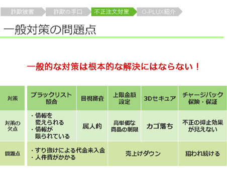 従来の詐欺注文対策の問題点