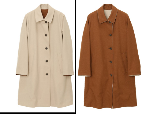1着のコートを裏返して着ることもできるリバーシブルコートを3種類展開。価格は税込1万4300円