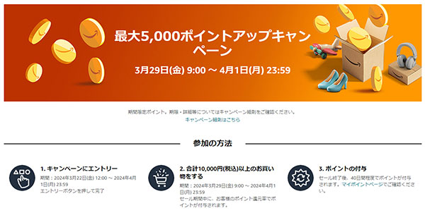 Amazon 新生活SALE FINAL キャンペーン期間中のポイントアップキャンペーンについて