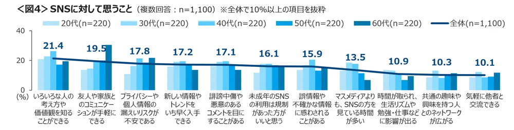 SNSに対して思うこと(複数回答)