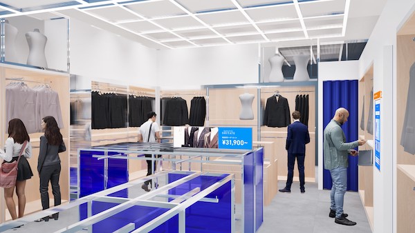 青山商事は10月3日、「洋服の青山」からZ世代向けに7つのデジタル技術を駆使した店舗「AO+（アオヤマプラス）」の1号店を、東京・高円寺にグランドオープンする