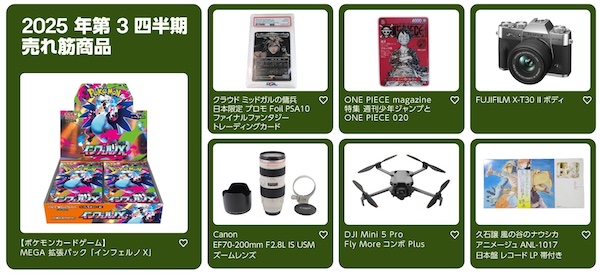 2025年第3四半期の売れ筋商品の一例