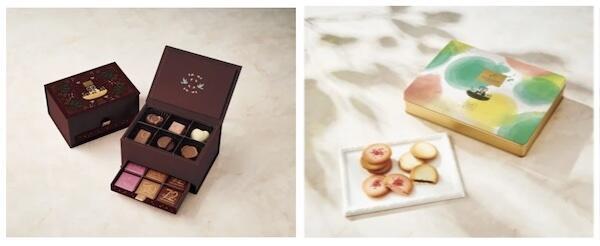 100周年記念商品の一例。リト氏・「ゴディバ」とコラボレーションした菓子