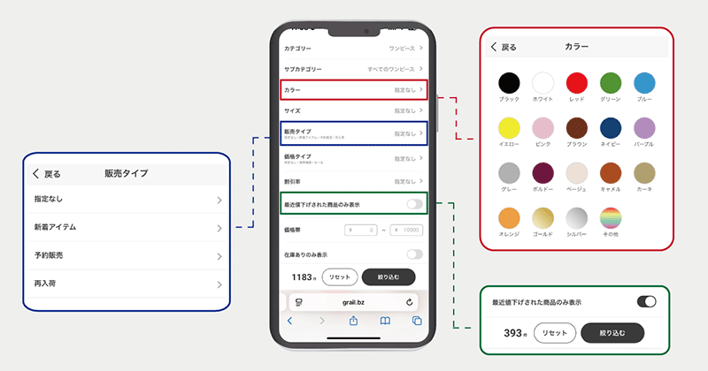 アートデコ GRL グレイル 絞り込み項目の充実化で利便性向上をめざす