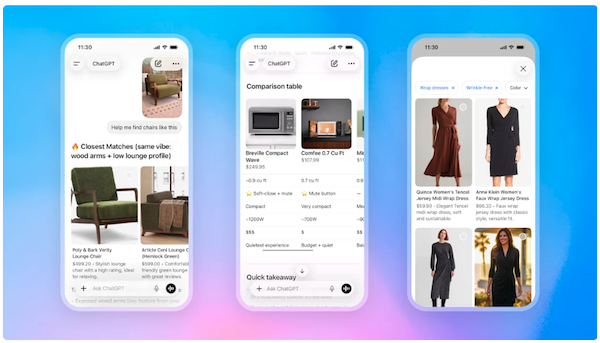 OpenAIのエージェントコマース戦略。「ChatGPT」の買い物をアップデート、会話しながら画像で探して表で比較できる機能など搭載