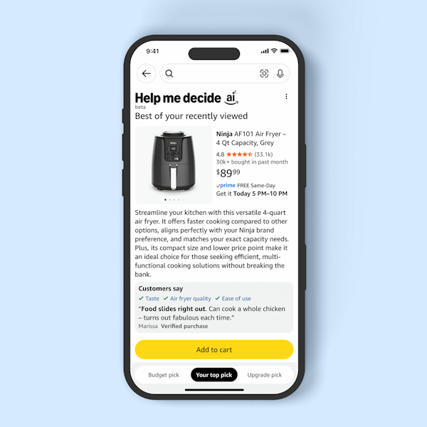 Amazonの新しいAI搭載ショッピング機能「Help Me Decide」とは