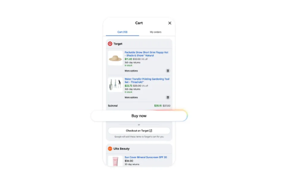 Googleがエージェントコマースの新サービス「Universal Cart」を発表。検索、Gemini、YouTube、Gmailと連携し複数店での購入商品を1つのカートでまとめて決済