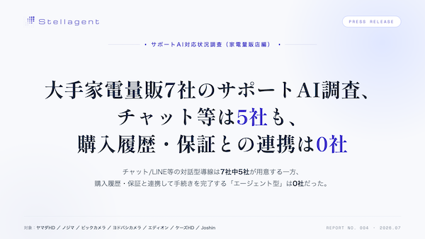 ヤマダHD、ノジマ、ビックカメラ、ヨドバシカメラ、エディオン、ケーズHD、Joshin。サポートサイトのAI対応状況は?