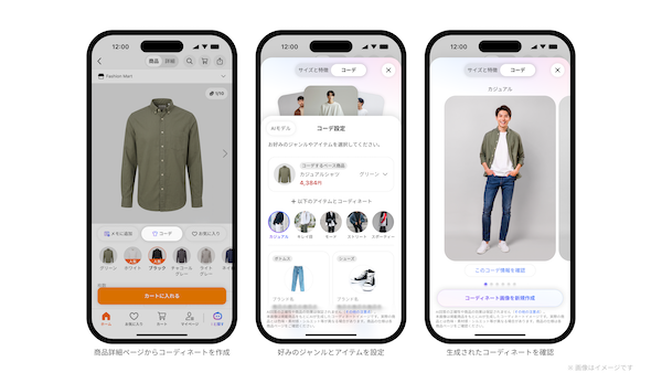 LINEヤフーが「Yahoo!ショッピング」で始めた「AIおまかせコーディネート」は、成AIがコーディネート提案、過去購入商品とのサイズ比較、商品情報やレビューのAI要約を行う機能