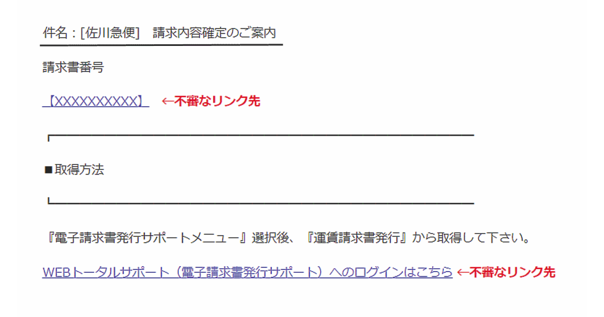 佐川急便を装った迷惑メールに注意を 佐川急便 請求内容確定のご案内 メールはウィルス感染の恐れ ネットショップ担当者フォーラム