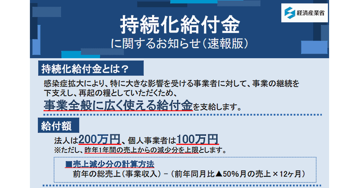 持続 化 給付 金 経済 産業 省