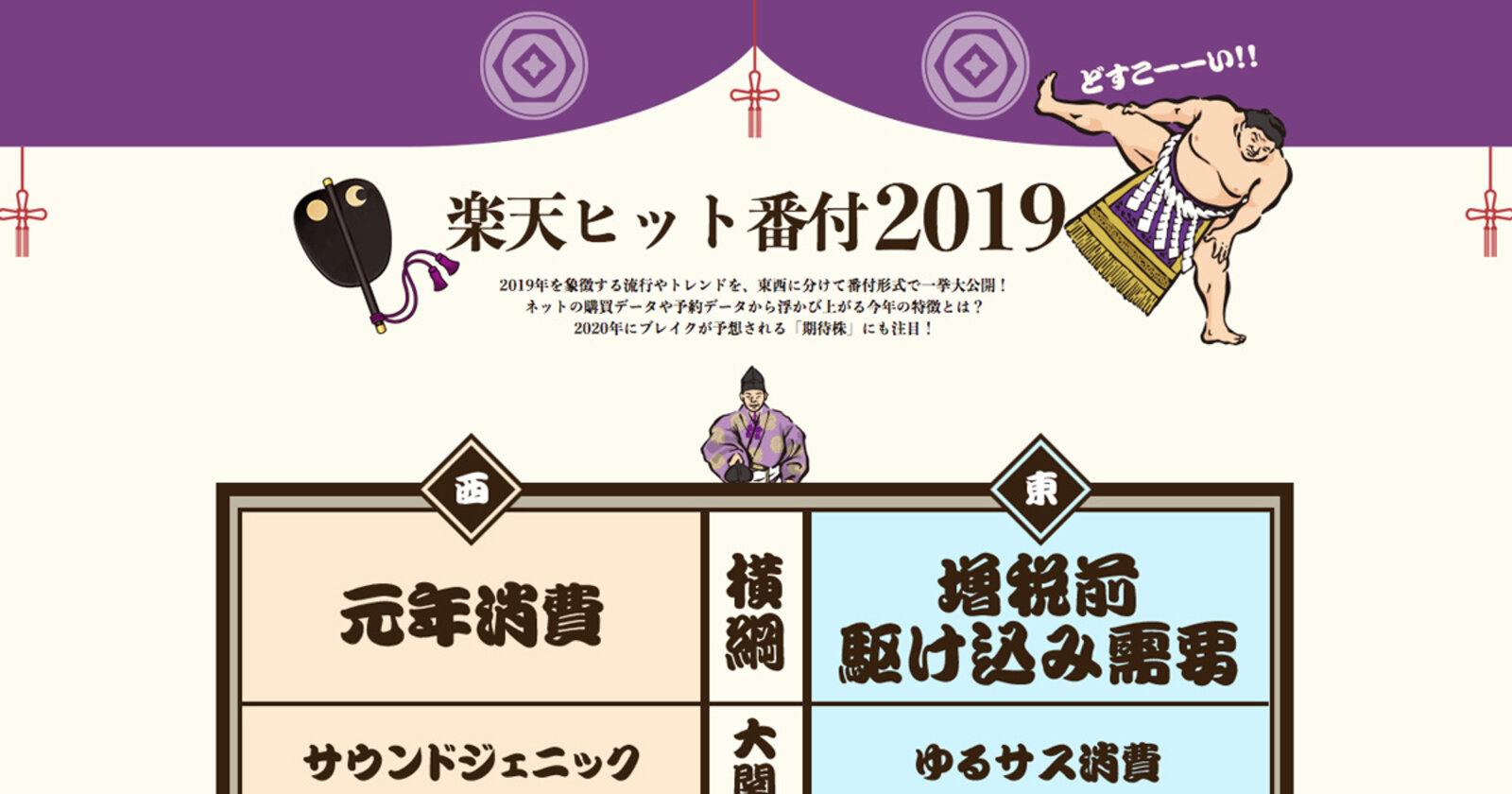 楽天ヒット番付19 増税前駆け込み消費や元年消費関連商品がヒット オリンピックが期待株に ネットショップ担当者フォーラム 楽天ヒット番付19 増税前駆け込み消費や元年消費関連商品がヒット オリンピックが期待株に ネットショップ担当者フォーラム