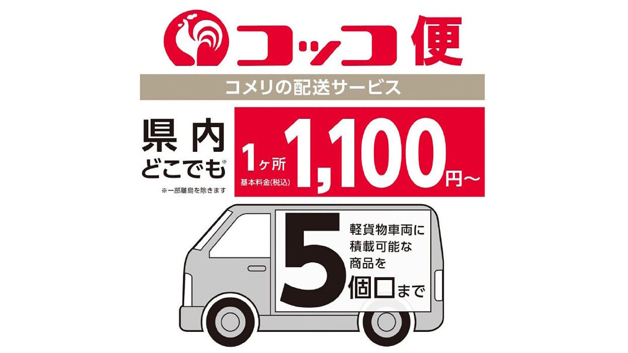 コメリの配送サービス「コッコ便」が対応エリアを拡大、宮城県