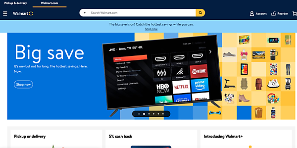 「Walmart」のサイトトップページ