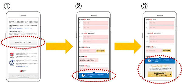 ゲスト購入者に表示される「Web接客型Amazon Pay」のイメージ