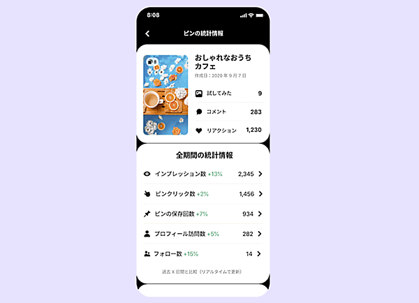 Pinterest オーディエンスインサイトのキャプチャ