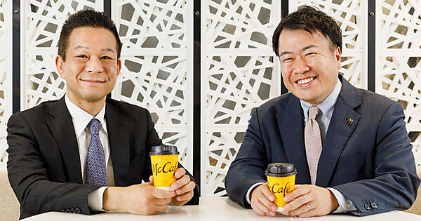 エニキャリの小嵜秀信氏（代表取締役）と、日本マクドナルドの水品壮二郎氏（デリバリー推進室上席部長）にインタビュー