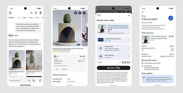 「AIモード」を活用した検索の結果、Etsyの商品が表示されるイメージ’（画像はEtsyのコーポレートサイトから追加）