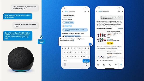 「Alexa for Shopping」とのやり取りから、ユーザーが希望する商品価格に変動した際に購入を促すなど「Alexa for Shopping」がさまざまな通知を行う