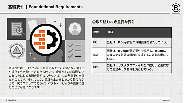 新基準における「基礎要件」（画像はB Market Builder Japanの登壇資料より） 