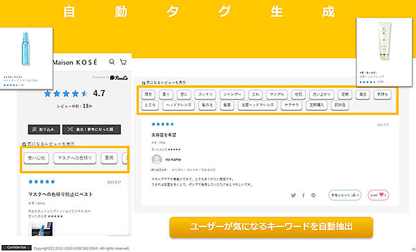 ecbeing ReviCo レビコ レビュー 自動タグ生成機能