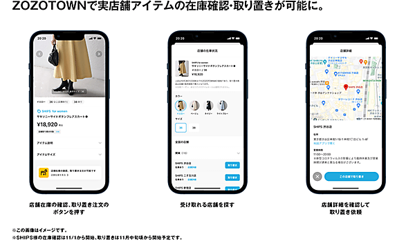 ZOZO ZOZOTOWN ZOZOMO OMOプラットフォーム ブランド実店舗の在庫確認、取り置き