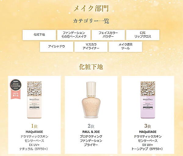 楽天グループ（楽天）は、「楽天市場」で支持されたコスメ・ビューティーアイテムを選出する「2022年 楽天ベストコスメ」を発表