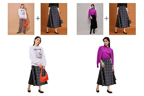 顧客の好みに合う商品をサイト内からスタッフが選定し、自らコラージュする「コラージュコーディネート」