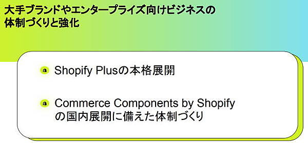 「Shopify Plus」の本格展開と、「Commerce Components by Shopify」の国内展開に備えた体制づくり