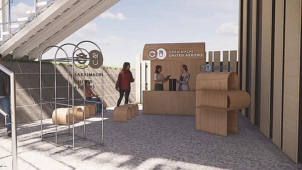 隈研吾建築都市設計事務所とコラボレーションし、町の魅力をUAの視点で発信する「UA スタンド」を道の駅さかいに設置