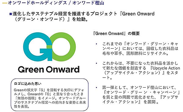 サステナブルを推進する「グリーン・オンワード」（画像はオンワードホールディングスのIR資料から編集部がキャプチャ）