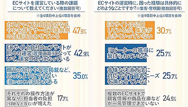 運営の課題（左）と運営時に困ったこと