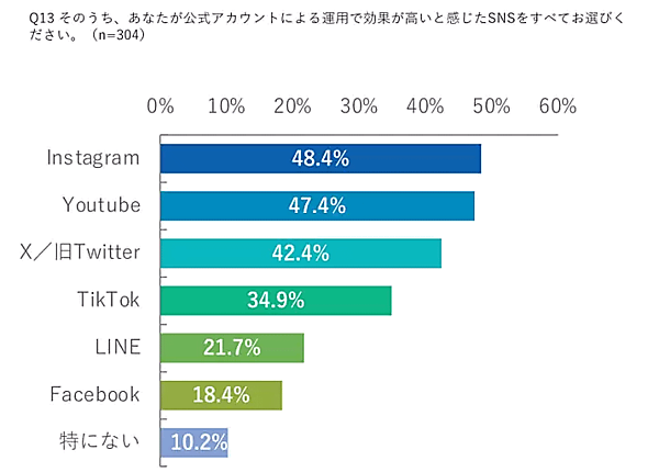 効果が高いと感じるSNS　シナブルは、EC担当者に対して自社ECサイトにおける課題を調査